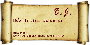 Bölcsics Johanna névjegykártya